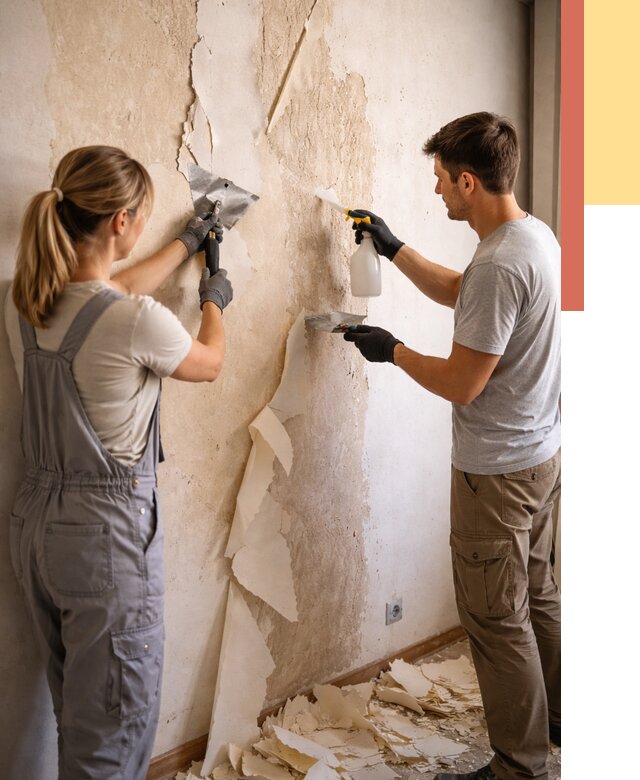 Снятие старых обоев в Малоярославце от 5430 руб. под ключ недорого | ОТДЕЛОЧНИК-Млр