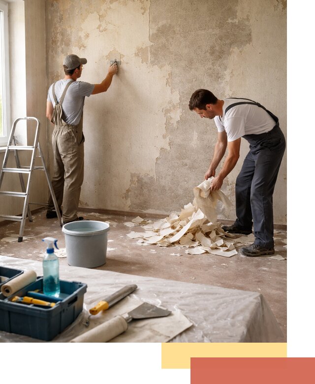 Снятие старых обоев в Малоярославце быстро и качественно