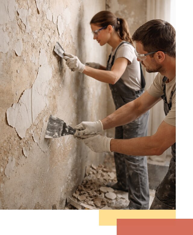 Снятие старой шпаклевки и подготовка поверхностей в Малоярославце