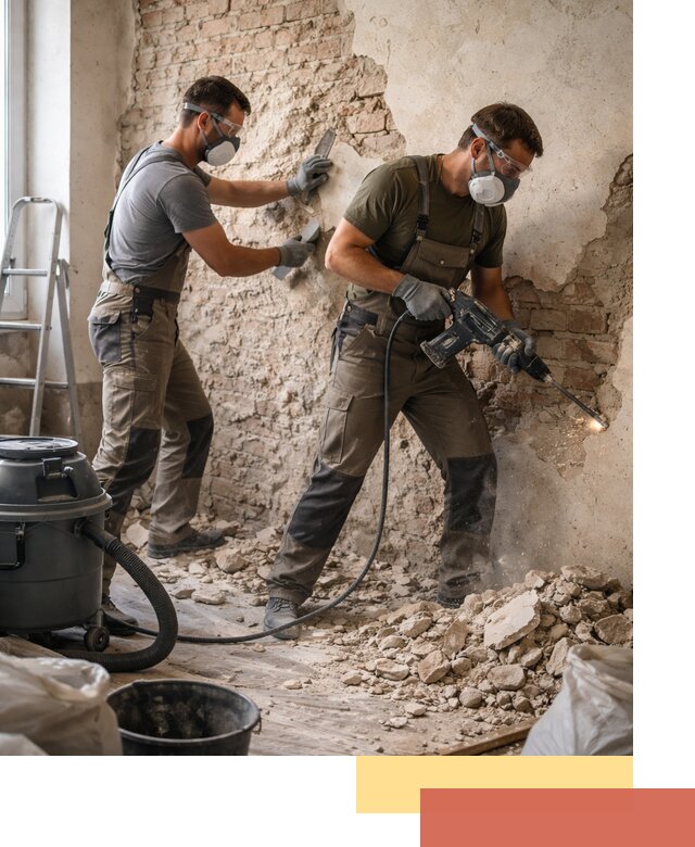 Демонтаж штукатурки со стен в Малоярославце быстро и аккуратно