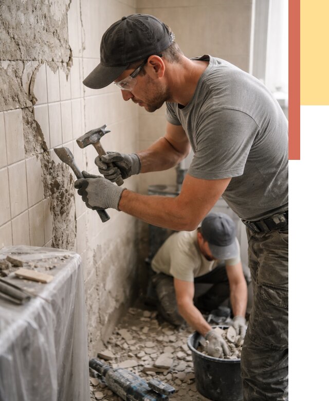 Демонтаж плитки со стен в Малоярославце от 879 руб. — быстро и недорого | ОТДЕЛОЧНИК-Млр