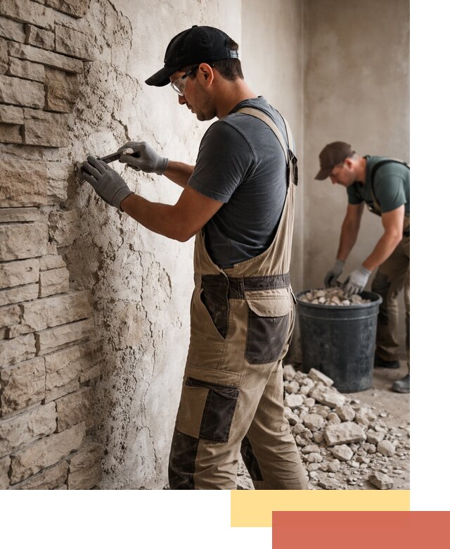 Демонтаж декоративного камня в Малоярославце профессионально и безопасно