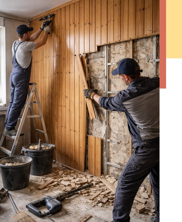 Демонтаж вагонки со стен в Малоярославце от 1500 руб. — снятие, удаление, срочно | ОТДЕЛОЧНИК-Млр