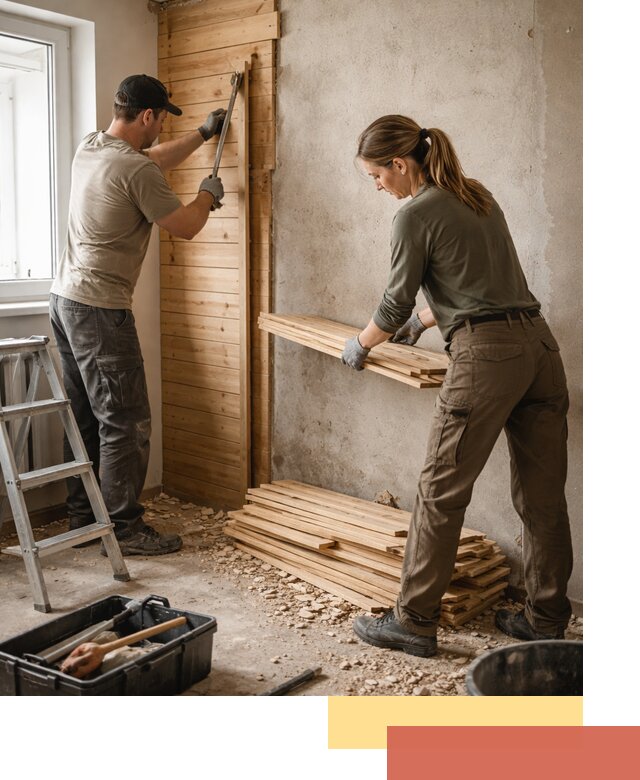 Демонтаж вагонки со стен в Малоярославце — профессиональный демонтаж