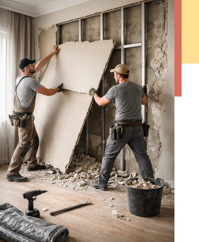 Демонтаж гипсокартона со стен в Малоярославце от 362 руб. — услуги демонтажа | ОТДЕЛОЧНИК-Млр