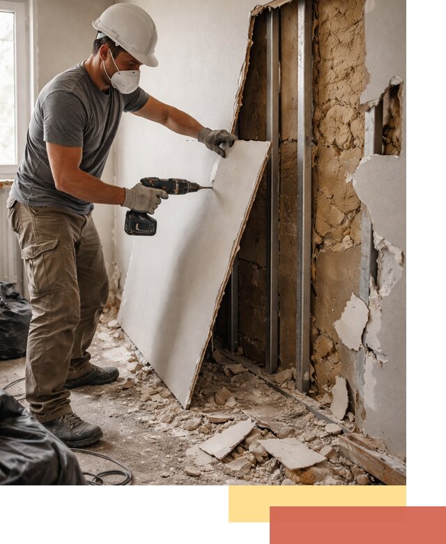 Демонтаж гипсокартона со стен в Малоярославце качественно и быстро