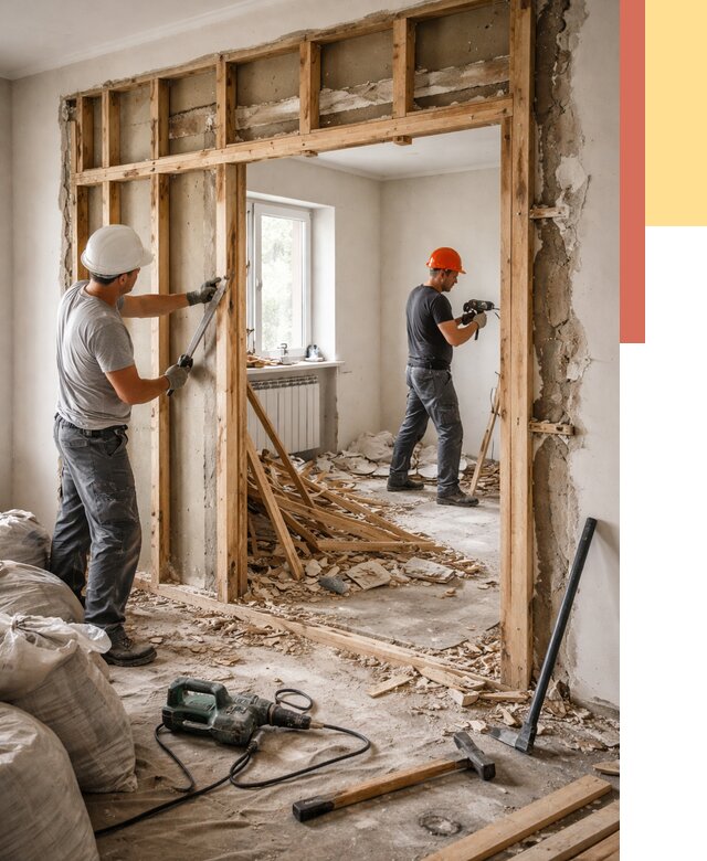 Демонтаж деревянных перегородок в Малоярославце от 3309 руб. — быстро и недорого | ОТДЕЛОЧНИК-Млр