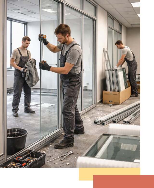 Демонтаж стеклянных перегородок в Малоярославце быстро и безопасно