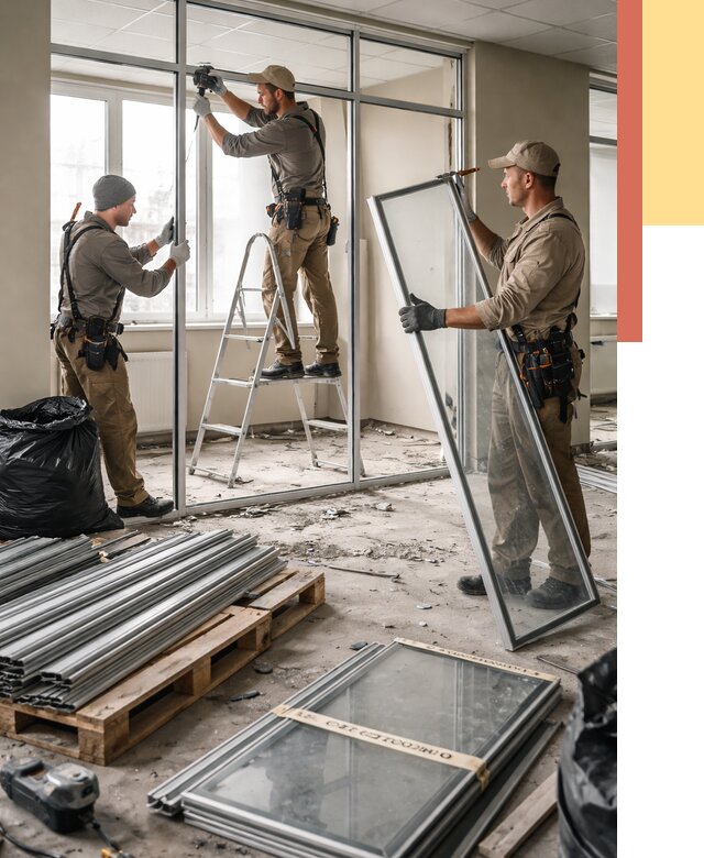 Демонтаж алюминиевых перегородок в Малоярославце от 4344 руб. — быстро и недорого | ОТДЕЛОЧНИК-Млр