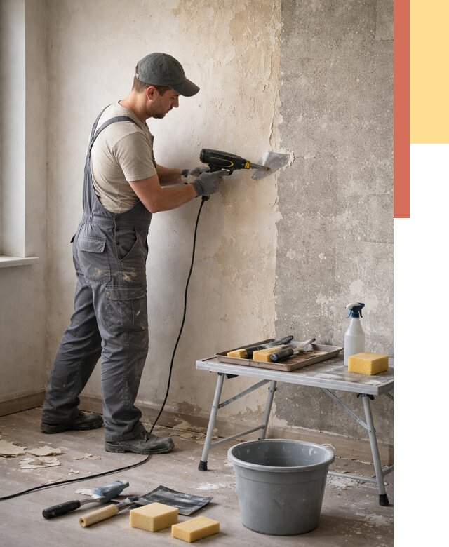 Очистка стен от клея в Малоярославце от 1913 руб. — снятие и удаление клея со стен | ОТДЕЛОЧНИК-Млр