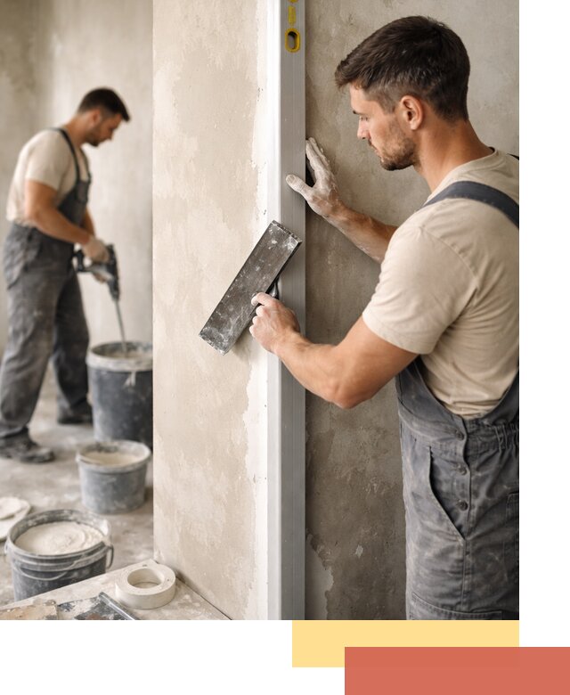 Выведение углов стен в Малоярославце: монтаж и оштукатуривание