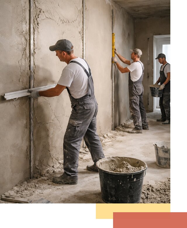 Штукатурка стен по маякам в Малоярославце — точная и ровная поверхность