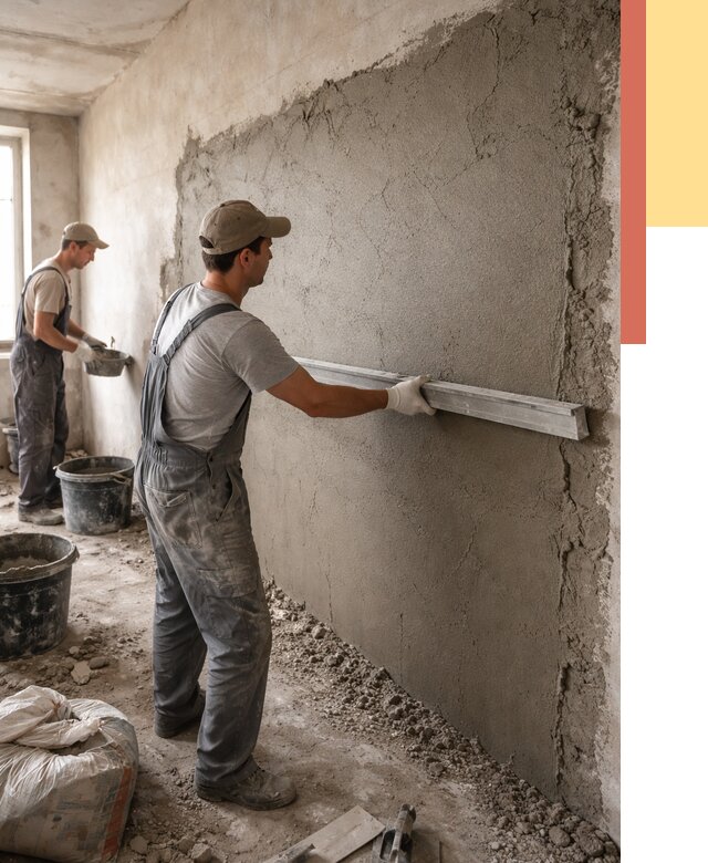 Цементная штукатурка стен в Малоярославце от 4654 руб/м2 — быстро и недорого | ОТДЕЛОЧНИК-Млр