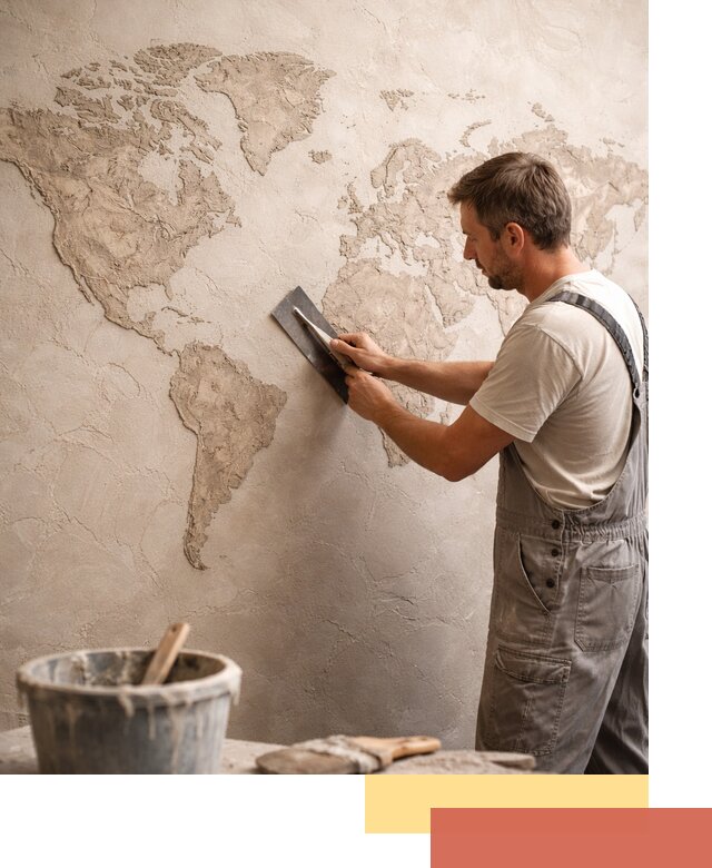 Декоративная штукатурка «Карта мира» под ключ в Малоярославце