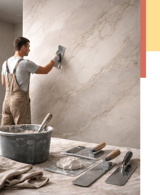 Декоративная штукатурка под мрамор в Малоярославце от 2896 руб./м² — быстро и недорого | ОТДЕЛОЧНИК-Млр