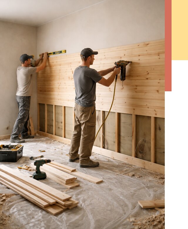 Монтаж деревянной вагонки на стены в Малоярославце от 7757 руб. | Услуги монтажа вагонки | ОТДЕЛОЧНИК-Млр