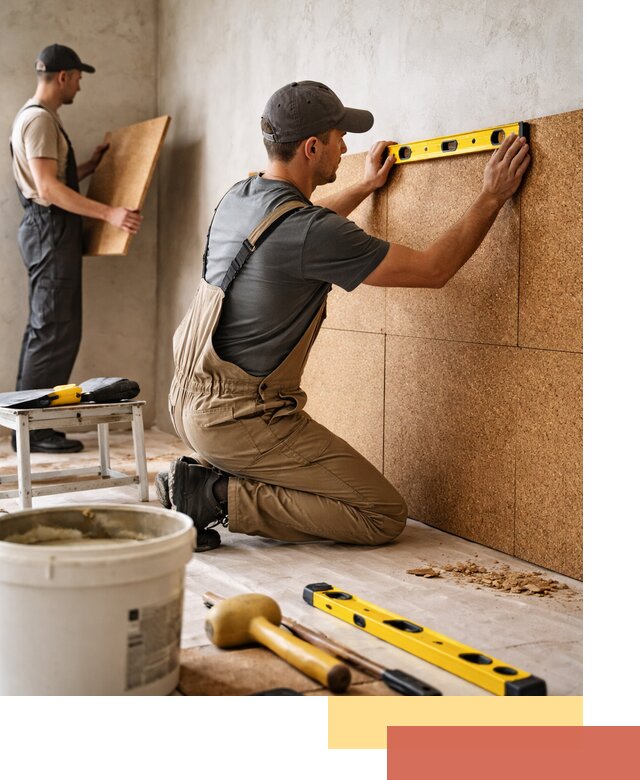 Монтаж пробковых панелей на стены в Малоярославце быстро и качественно