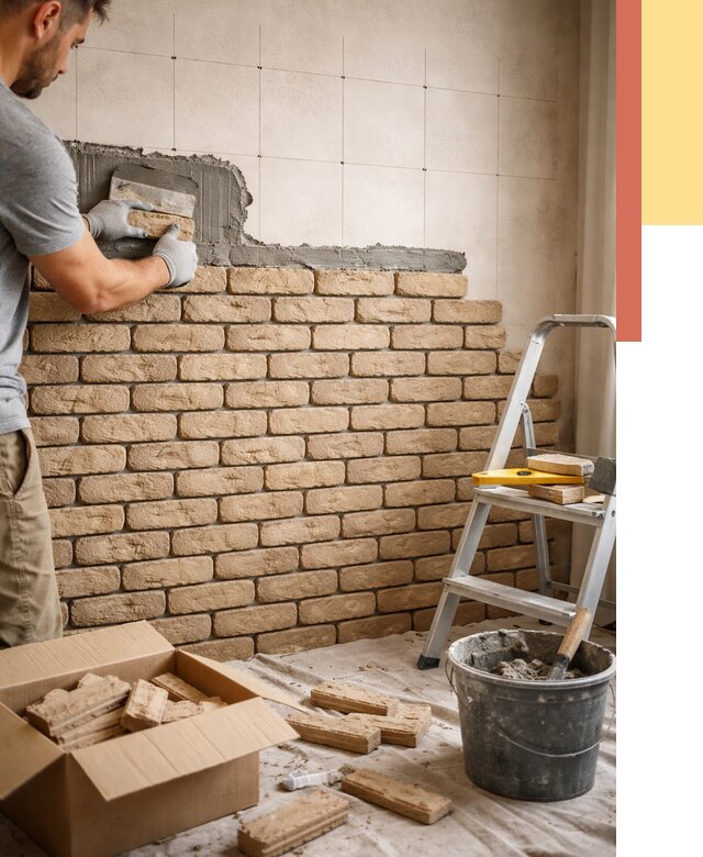 Монтаж декоративного кирпича в Малоярославце от 3309 руб./м² — быстро и недорого | ОТДЕЛОЧНИК-Млр