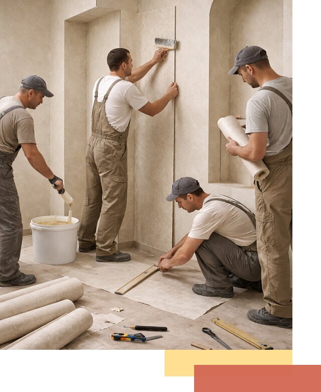 Поклейка обоев на сложные стены и неровные поверхности в Малоярославце