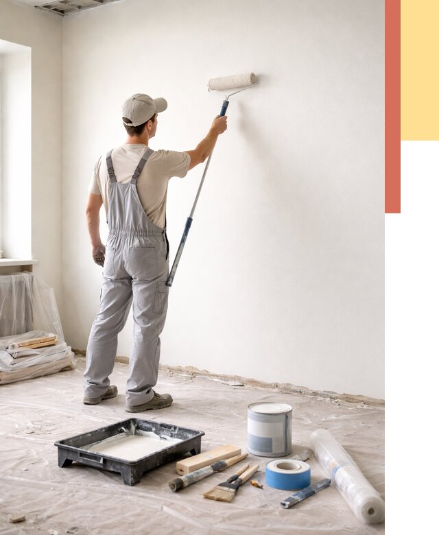 Покраска стен водоэмульсионной краской в Малоярославце от 465 руб. за м² | ОТДЕЛОЧНИК-Млр