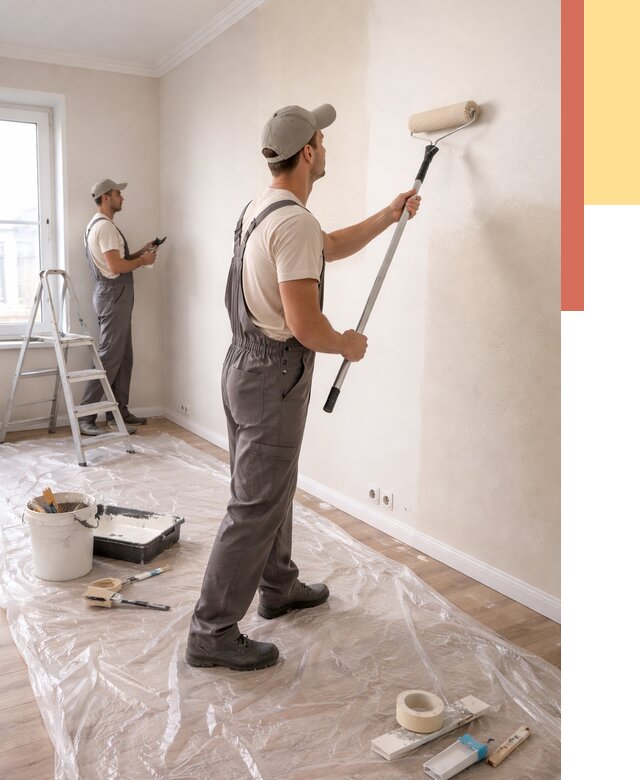 Покраска стен акриловой краской в Малоярославце от 3620 руб./м² — быстро и недорого | ОТДЕЛОЧНИК-Млр