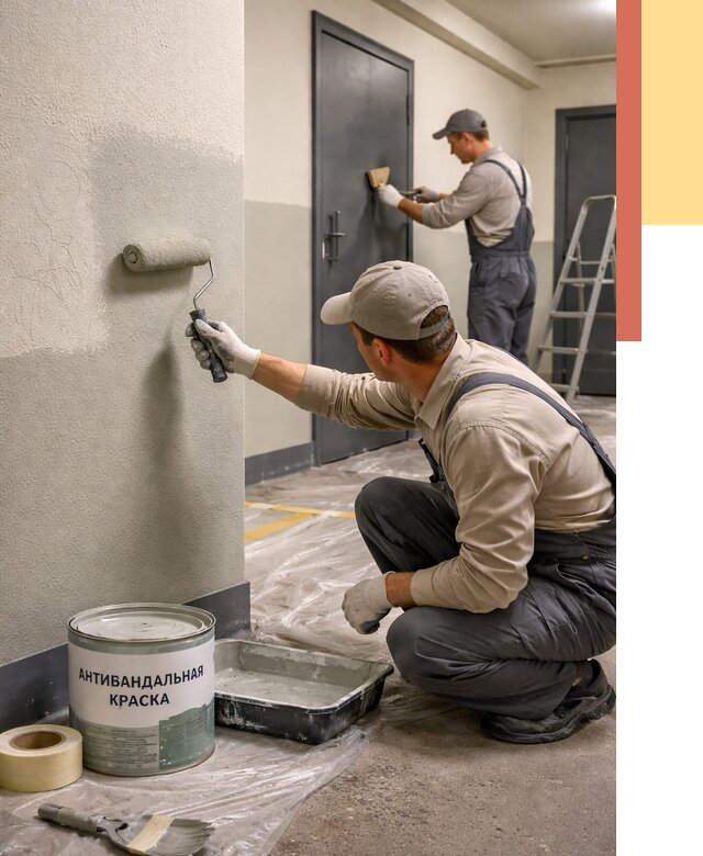 Покраска стен антивандальной краской в Малоярославце от 4654 руб./м² под ключ | ОТДЕЛОЧНИК-Млр