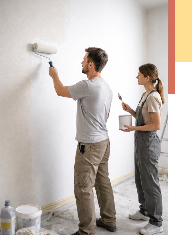 Окраска стен по стеклохолсту в Малоярославце от 4654 руб/м² под ключ | ОТДЕЛОЧНИК-Млр