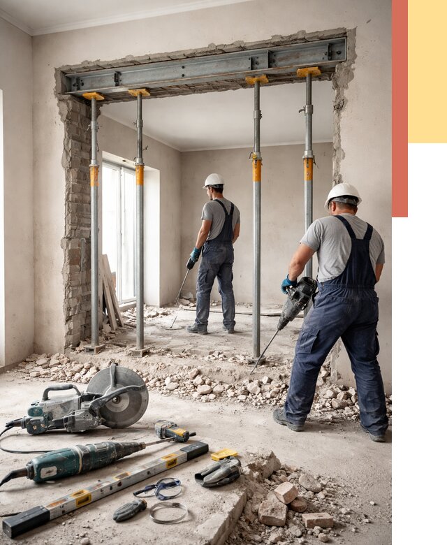 Прорезка проема в стене в Малоярославце от 4654 руб. — быстро и недорого | ОТДЕЛОЧНИК-Млр