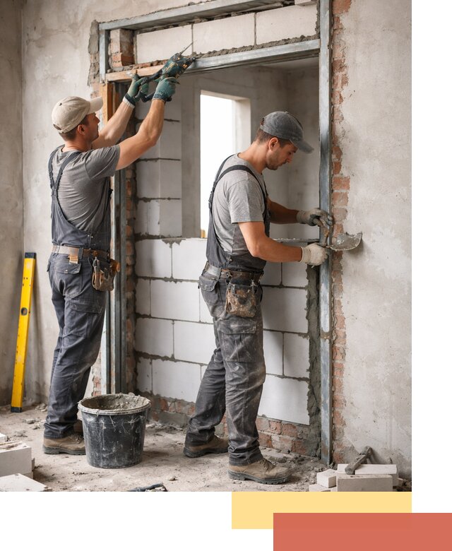 Закладка дверного проема под ключ в Малоярославце: демонтаж, монтаж, отделка