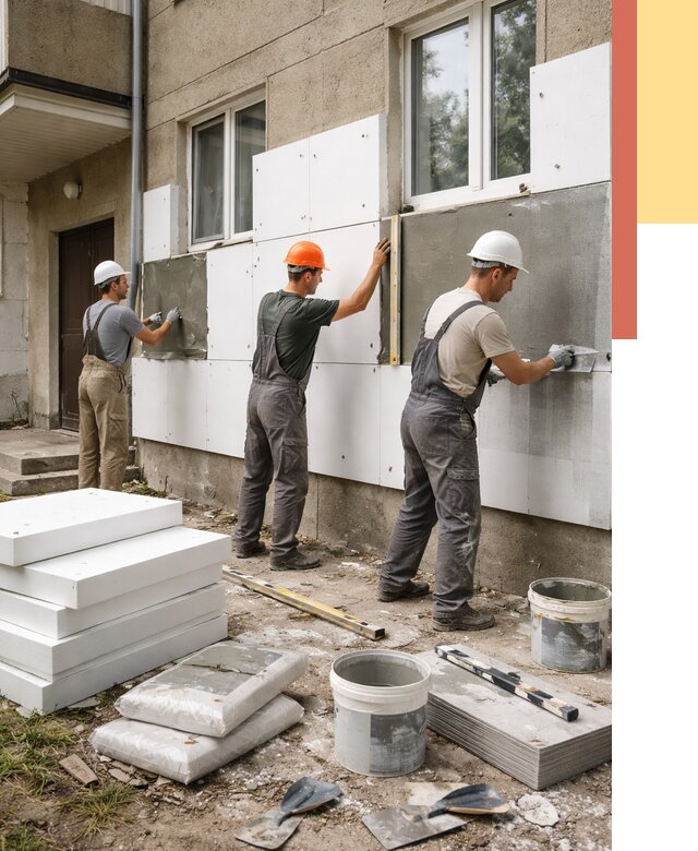 Утепление стен пенопластом в Малоярославце от 1810 руб. — недорого и под ключ | ОТДЕЛОЧНИК-Млр