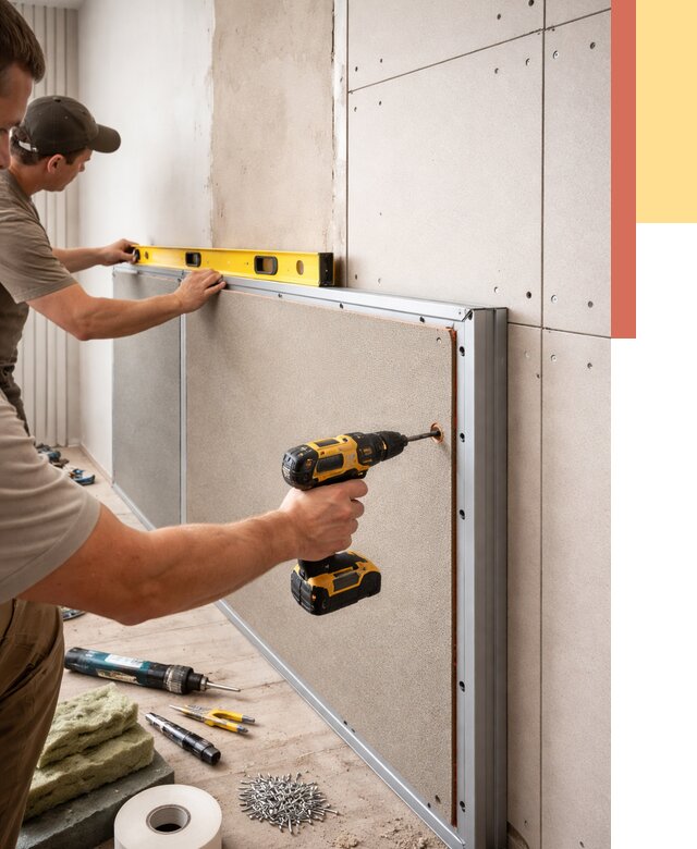 Шумоизоляция стен панелями ЗИПС в Малоярославце от 2275 руб./м² под ключ | ОТДЕЛОЧНИК-Млр