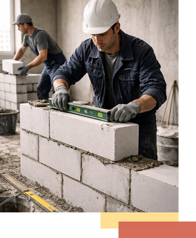 Кладка перегородок из пеноблока под ключ в Малоярославце