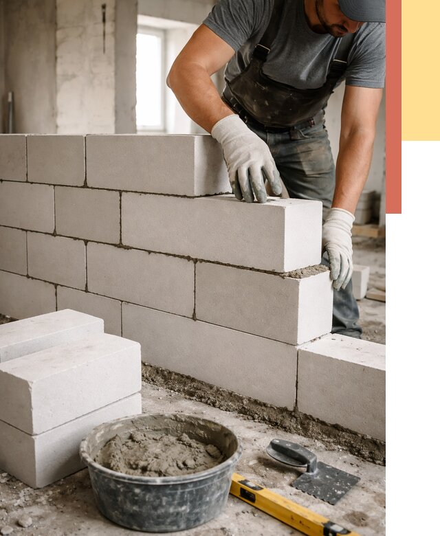 Кладка перегородок из силикатного блока в Малоярославце от 4137 руб. под ключ | ОТДЕЛОЧНИК-Млр