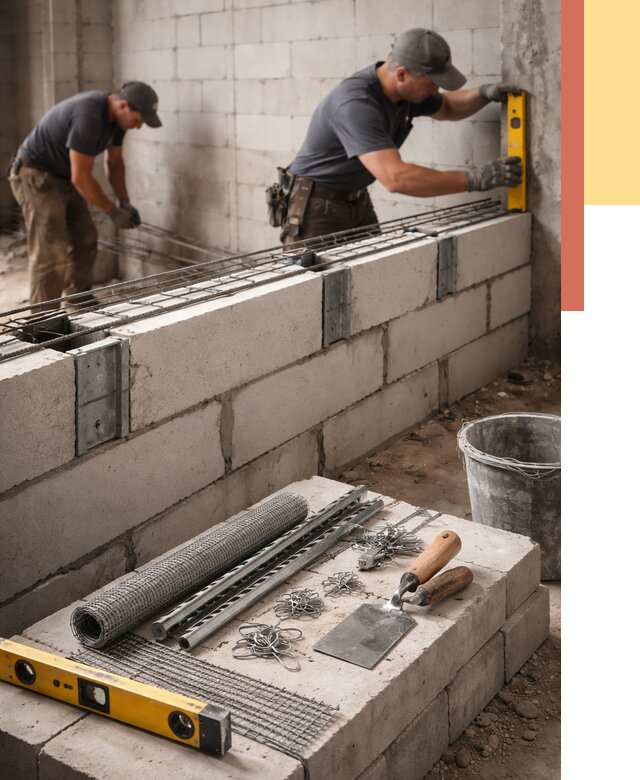 Армирование кладки перегородок в Малоярославце от 776 руб. под ключ | ОТДЕЛОЧНИК-Млр