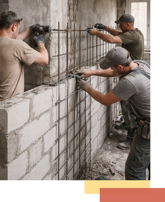 Армирование кладки перегородок в Малоярославце профессионально и надёжно