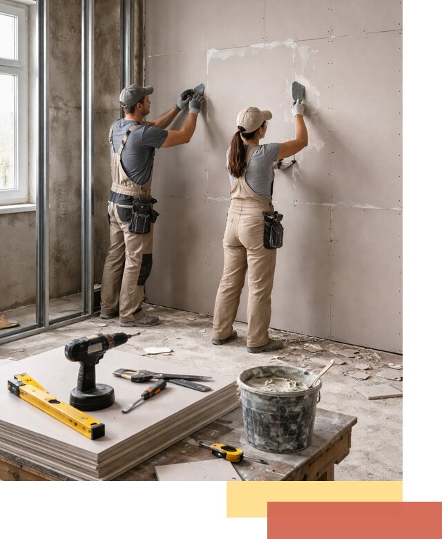 Монтаж двухслойной перегородки из гипсокартона в Малоярославце