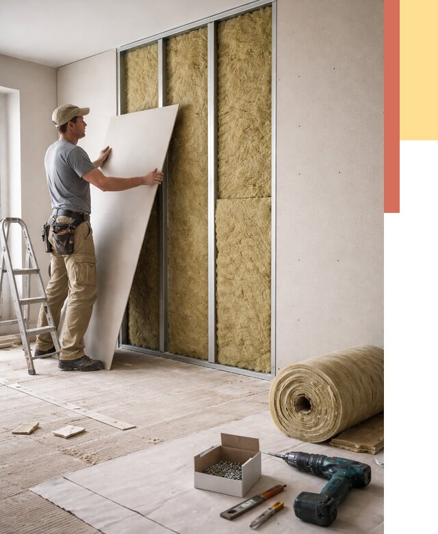 Перегородка из гипсокартона с шумоизоляцией в Малоярославце от 3227 руб. | ОТДЕЛОЧНИК-Млр