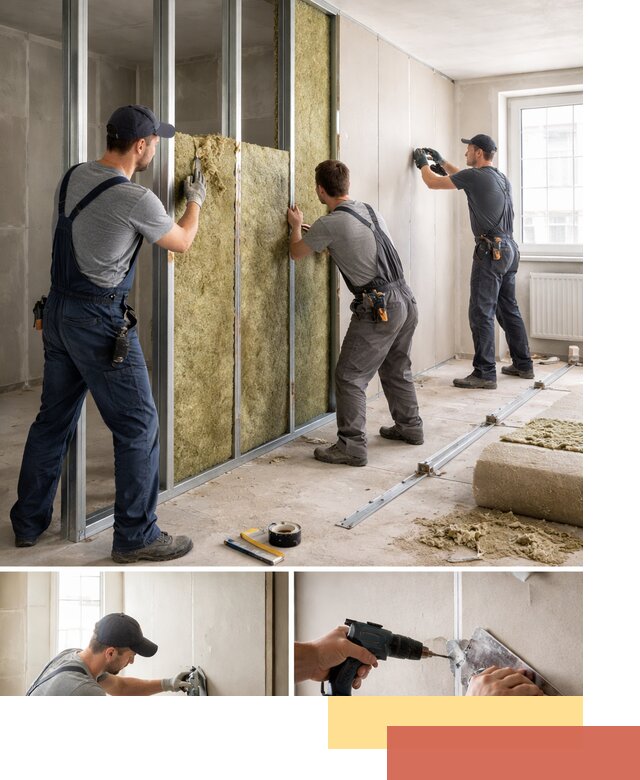 Перегородка из гипсокартона с шумоизоляцией в Малоярославце — монтаж под ключ