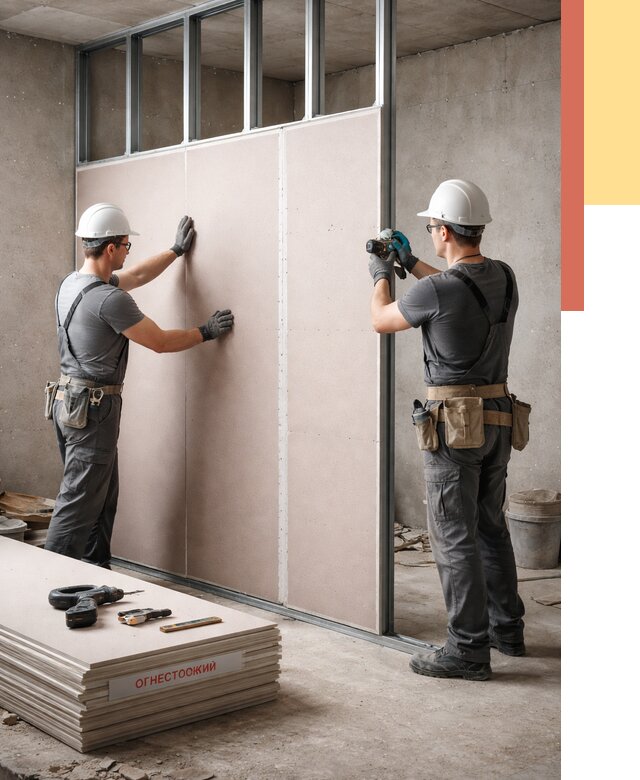 Перегородка из огнестойкого гипсокартона в Малоярославце от 1913 руб. под ключ | ОТДЕЛОЧНИК-Млр
