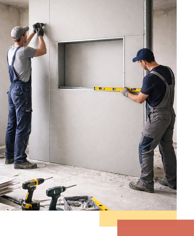 Перегородка из гипсокартона с нишей под декор в Малоярославце