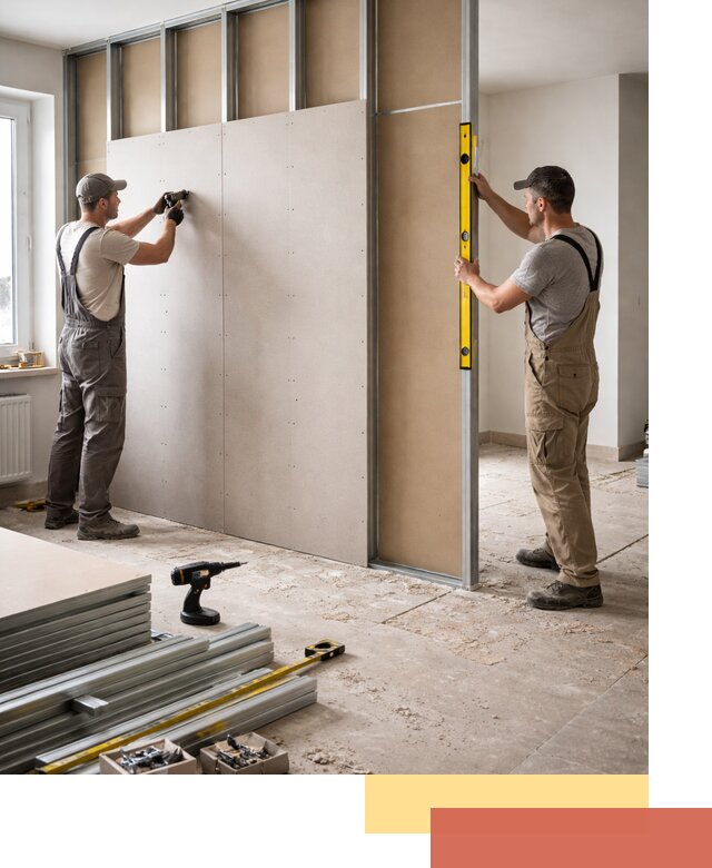 Зонирующая перегородка из гипсокартона под ключ в Малоярославце