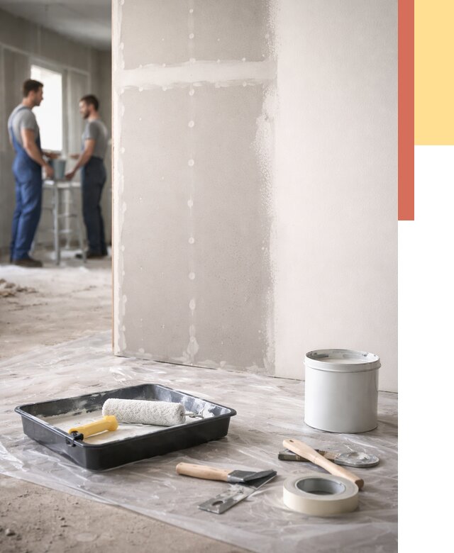 Покраска перегородок из гипсокартона в Малоярославце от 4654 руб. под ключ | ОТДЕЛОЧНИК-Млр