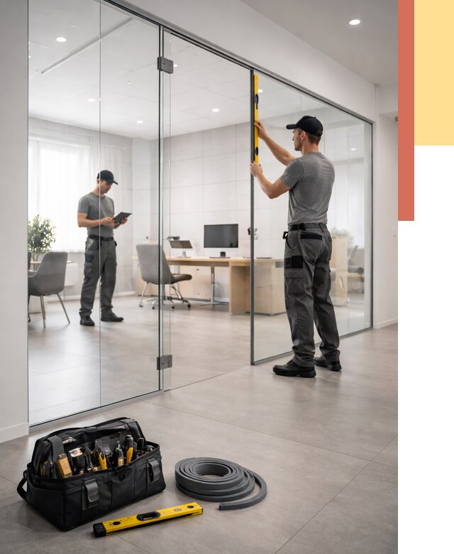 Цельностеклянные перегородки под ключ в Малоярославце от 9825 руб. — монтаж и цены | ОТДЕЛОЧНИК-Млр