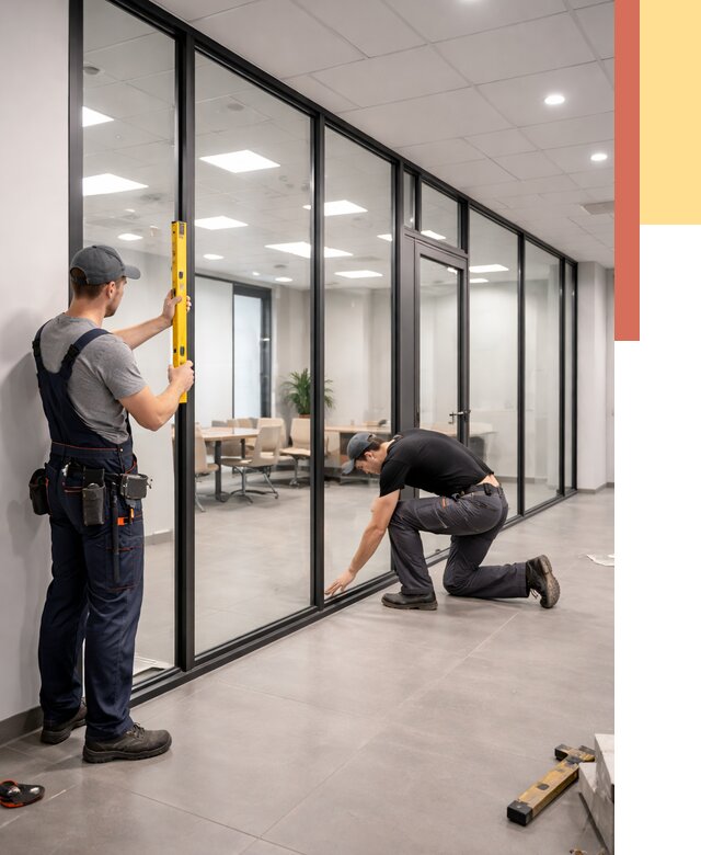 Каркасные стеклянные перегородки в Малоярославце под ключ от 9515 руб. | ОТДЕЛОЧНИК-Млр