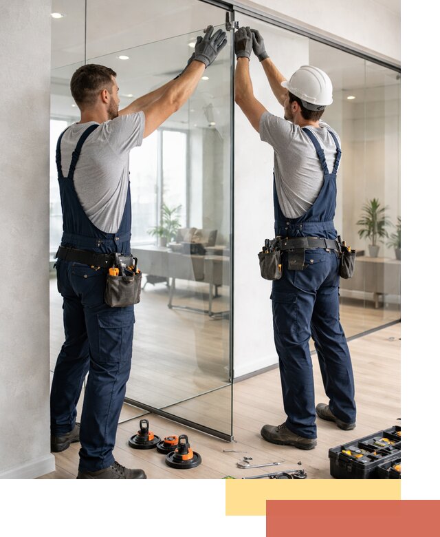 Безрамные стеклянные перегородки под ключ в Малоярославце