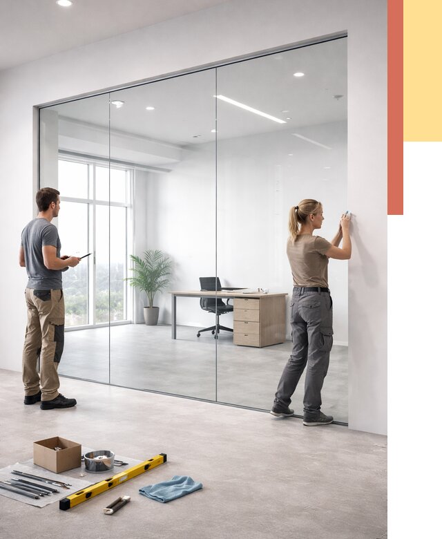 Перегородки из закаленного стекла в Малоярославце от 9825 руб. под ключ | ОТДЕЛОЧНИК-Млр