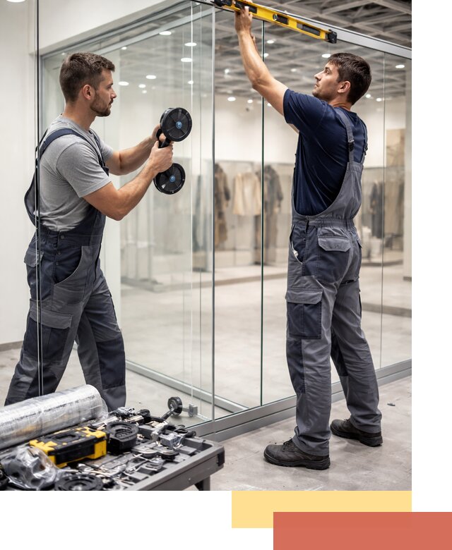 Стеклянные перегородки для магазинов в Малоярославце — монтаж и установка