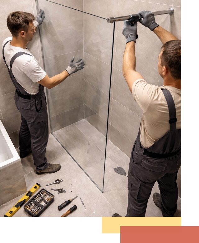 Стеклянные перегородки для душа в Малоярославце — изготовление и монтаж