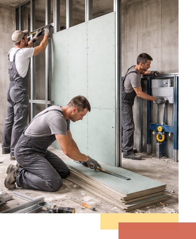 Монтаж и ремонт сантехнических перегородок в Малоярославце