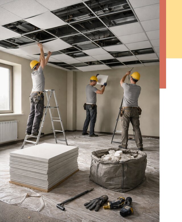 Демонтаж потолка Армстронг в Малоярославце от 4654 руб. быстро и недорого | ОТДЕЛОЧНИК-Млр